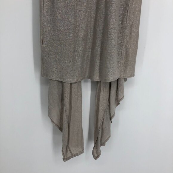 alice + olivia taupe sleeveless flowy draping high low cardigan 100% linen XS - Picture 12 of 14